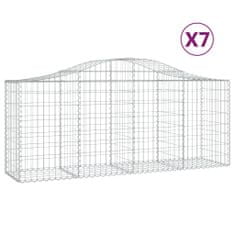 Vidaxl Oblúkové gabionové koše 7 ks 200x50x80/100cm pozinkované železo