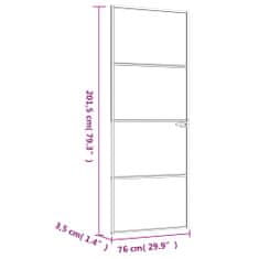 Vidaxl Interiérové dvere biele 76x201,5 cm tvrdené sklo a hliník úzke