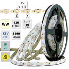 Schmachtl McLED LED pásik SMD2835 teple biela, DC12V, IP20, 10mm, biely PCB pásik, 120 ľad/meter 14W ML-121.367.60.0