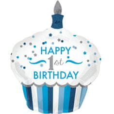 Amscan Fóliový balón supershape 1st Birthday Cupcake modrý 73x91cm