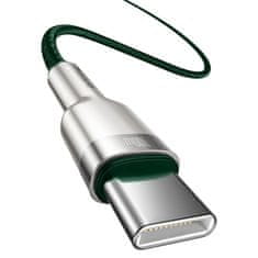 BASEUS BASEUS CAFULE METAL DÁTOVÝ KÁBEL USB TYP C - USB TYP C 100 W (20 V / 5 A) NAPÁJANIE 2 M ZELENÝ (CATJK-D06)