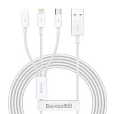 shumee Špičkový 3v1 USB kábel Iphone Lightning USB-C microUSB 3,5 A 1,5 m biely