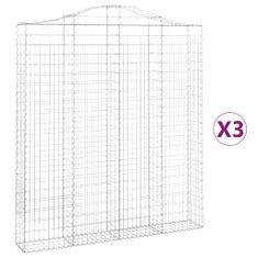 Vidaxl Oblúkový gabionový kôš 3 ks 200x30x220/240cm pozinkované železo