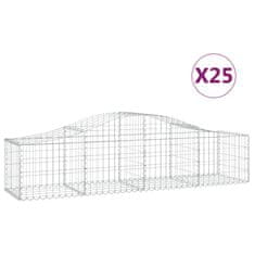 Vidaxl Oblúkový gabionový kôš 25 ks 200x50x40/60 cm pozinkované železo