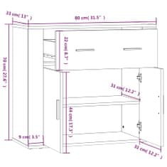 Vidaxl Komoda betónovo sivá 80x33x70 cm spracované drevo