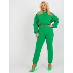 Ex moda Dámska súprava plus size basic s kapucňou UNFRIEDA zelená EM-KMPL-AS-21-447.74_393820 L