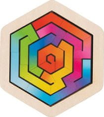 Goki Drevené puzzle Hlavolam - šesťuholník 18 dielikov