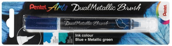 Pentel Dual Metallic Brush štetčekový popisovač - modrý