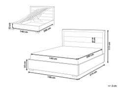 Beliani Zamatová posteľ s úložným priestorom 140 x 200 cm sivobéžová ROUEN