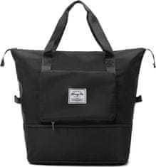 Skladacia cestovná taška - vodeodolná, čierna