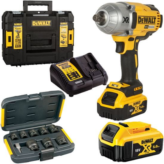 DeWalt Nástrčkový kľúč DCF899P2 18V 5Ah + 9ks nástrčiek