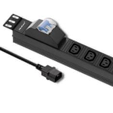 Qoltec 19" racková prepäťová ochrana CB power strip | 1U | 10A | PDU | 8xIEC C13 | 2m