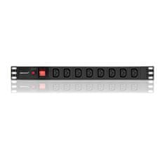 Qoltec 19" rackový napájací pás | 1U | 10A | PDU | CB | 8xIEC C13 | 2m