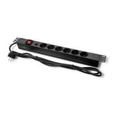 Qoltec 19" racková prepäťová ochrana CB power strip | 1U | 16A | PDU | 6xSCHUKO | 2m