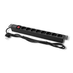 Qoltec Rackový napájací pás | 1U | 16A | PDU | 8xFRENCH | 2m