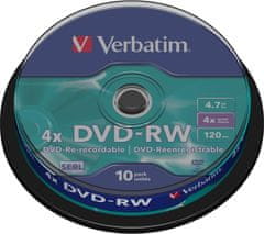 VERBATIM DVD-RW(10-Pack)Spindle4x/DLP/4.7GB