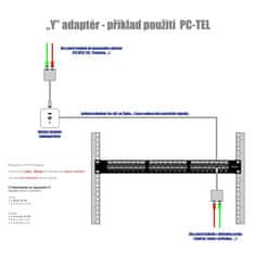 DATACOM "Y" adaptér STP CAT5E PC/PC+TEL