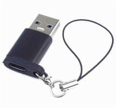 PremiumCord Adaptér USB3.0 A male - USB-C Female, čierny s očkom na zavesenie