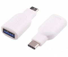 PremiumCord Adaptér USB-C/male - USB3.0 A/female, OTG, biela