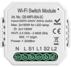 HADEX Diaľkovo ovládaný vypínač TUYA QS-WIFI-S04-2C dvojkanálový