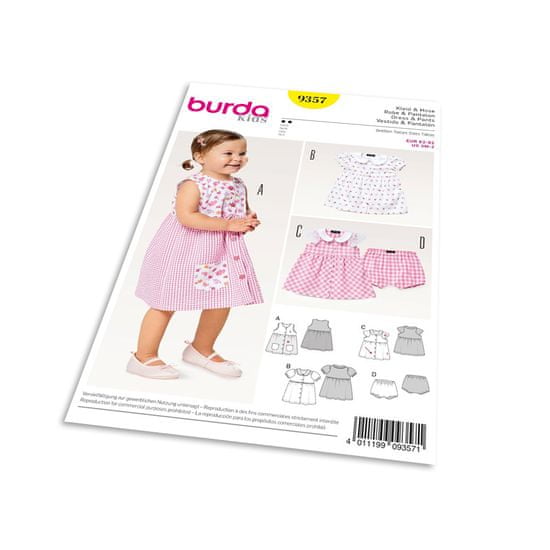 Burda Strih Burda 9357 - Detské zapínacie šaty s golierom, nohavičky