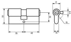 Gerda Cylindrická vložka 35/45 pre dverový zámok s 3 kľúčmi